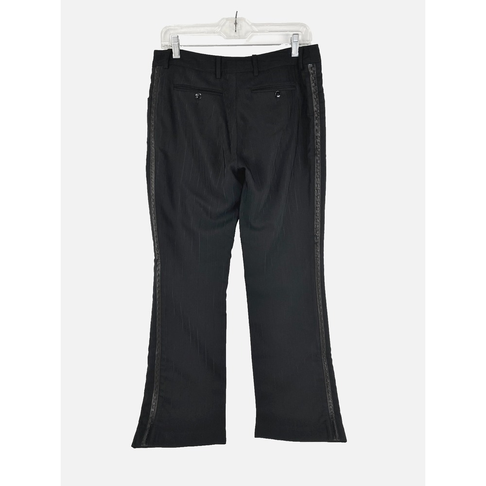 Christian Dior Luxury Pants Women's 8 Black Lambskin Trimmed Striped Lined 40 - Picture 4 of 14